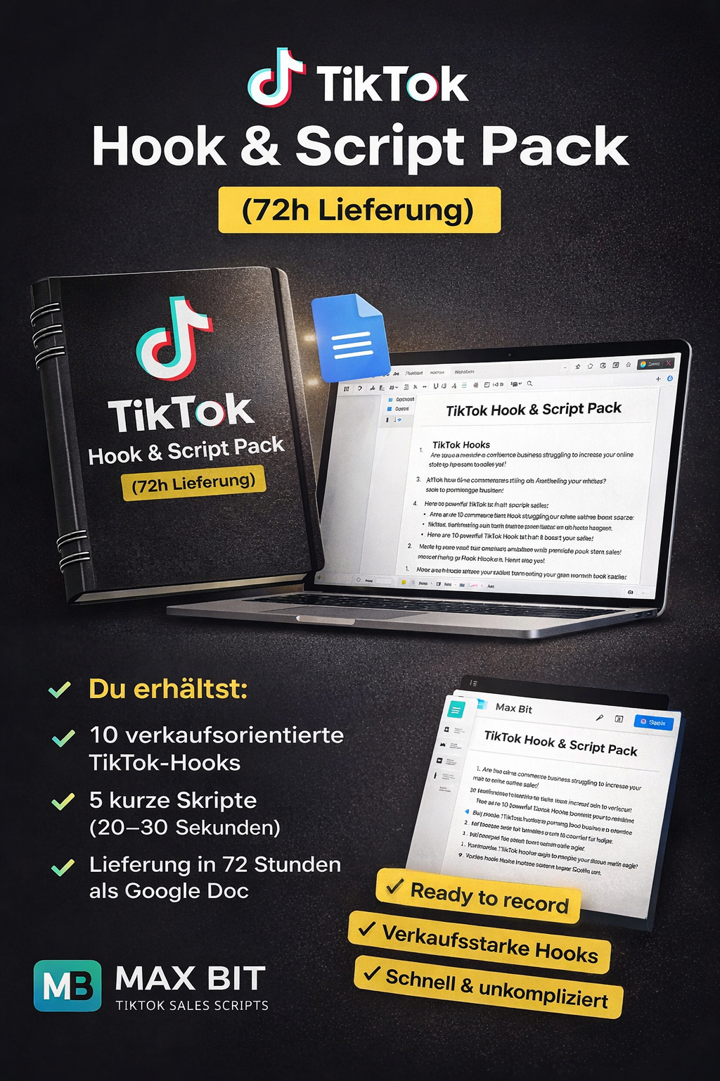 TikTok Hook & Script Pack (72h Lieferung)